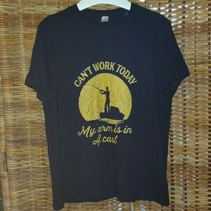 Can't Work Today My Arm Is In A Cast Fishing Sick Call T Shirt L